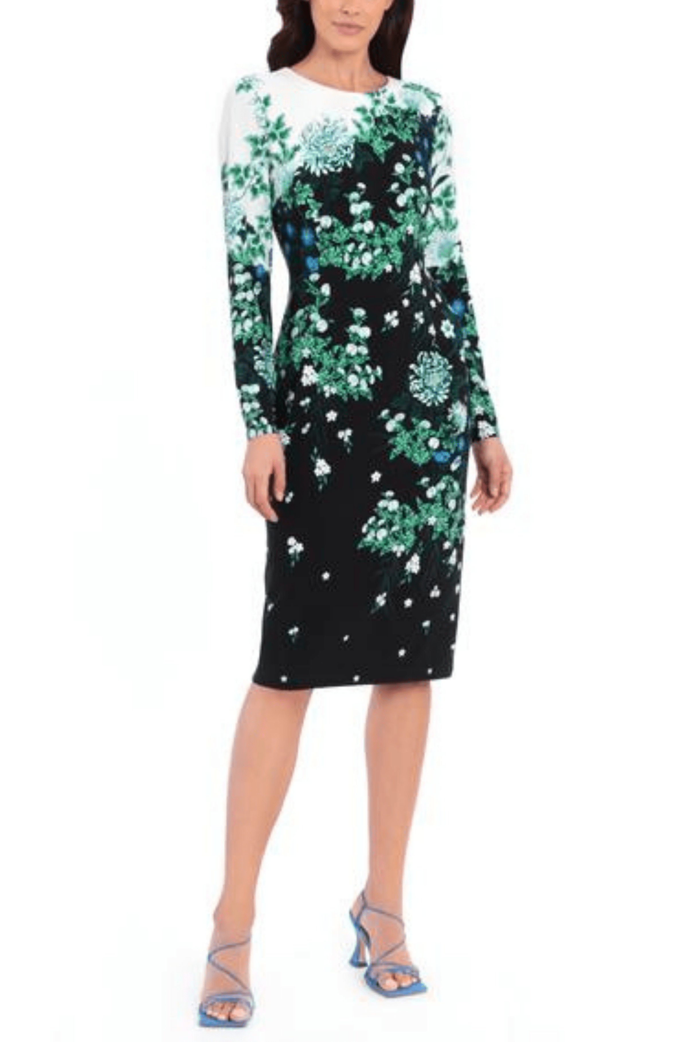 Maggy London Floral Long Sleeve Sheath Dress - Black - 0 Maggy London Floral Long Sleeve Sheath Dress - Black - 0