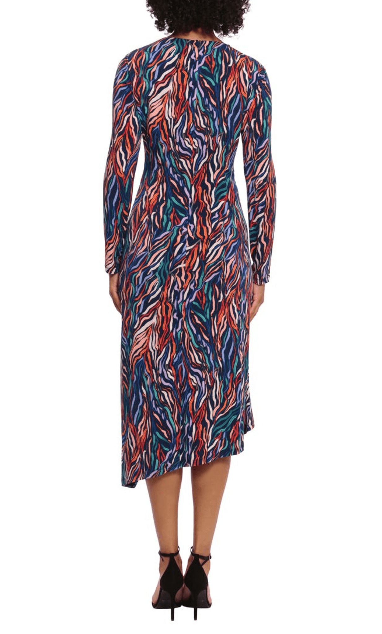 Maggy London Asymmetric Long Sleeve Dress in Navy/Tangerine/Periwinkle at Nordstrom, Size 0 Maggy London Asymmetric Long Sleeve Dress in Navy/Tangerine/Periwinkle at Nordstrom, Size 0