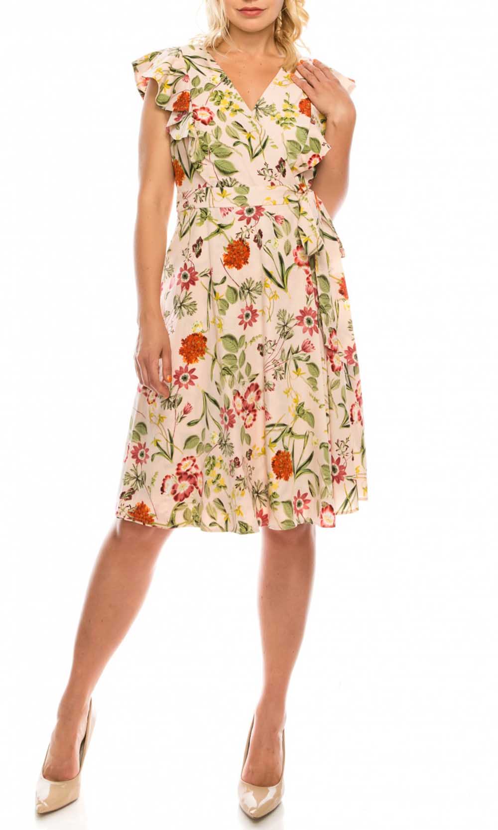 Maggy London - GSP13M Flutter Sleeve Floral Print A-Line Dress Maggy London - GSP13M Flutter Sleeve Floral Print A-Line Dress