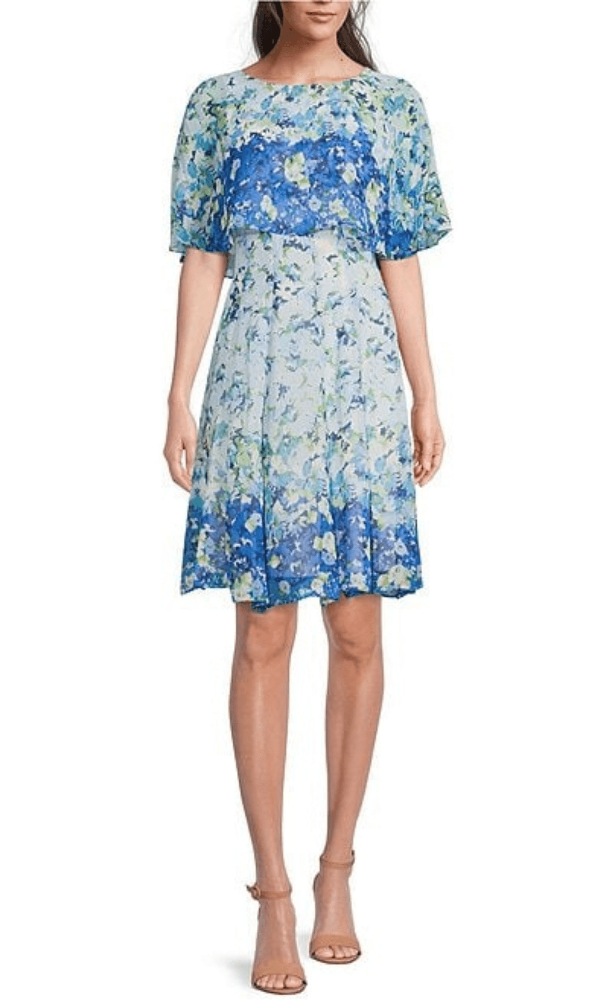 Maison Tara Cape Mini Dress, 4 / Blue/Green