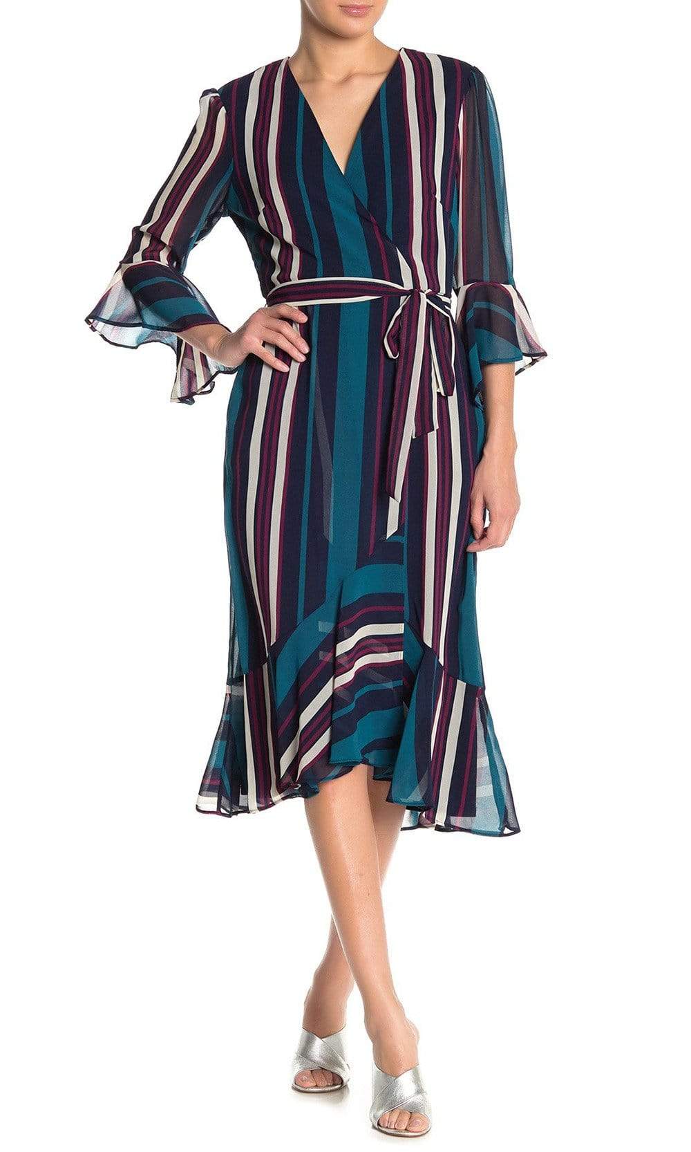 maison tara chiffon dress Maison Tara 58118MA - Tea-Length Crinkle Chiffon A-Line Dress