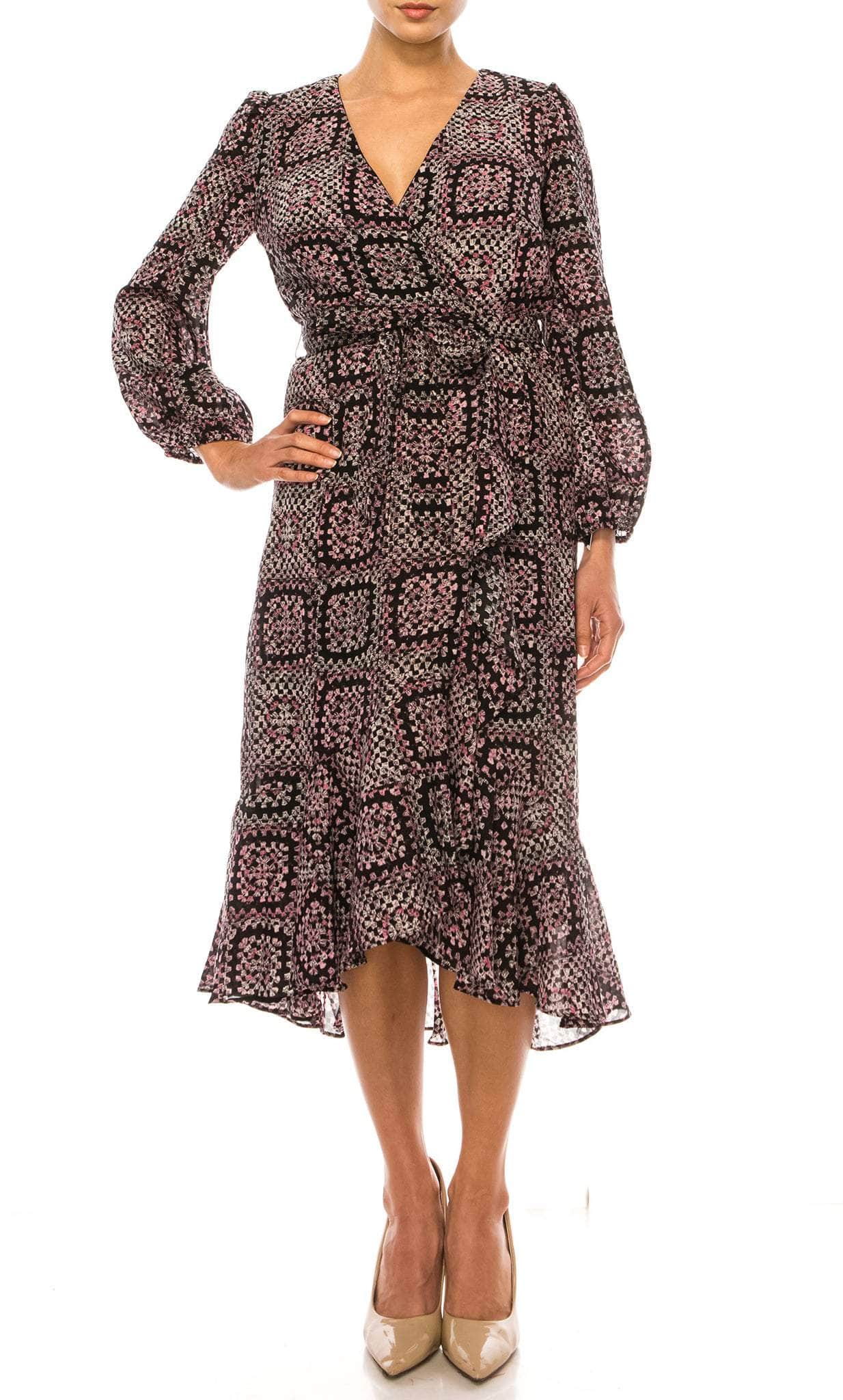 Maison Tara 95611M - Faux Wrap Long Sleeve Dress 2 / Black Blush - Shop Maison Tara Dresses On Couture Candy at CoutureCandy.com Maison Tara 95611M - Faux Wrap Long Sleeve Dress 2 / Black Blush - Shop Maison Tara Dresses On Couture Candy at CoutureCandy.com