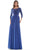 Marsoni by Colors - M238SL Embroidered Bodice Chiffon A-Line Gown Mother of the Bride Dresses 4 / Indigo Blue