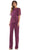 Marsoni by Colors M321 - Short Sleeves Bateau Neck Pantsuit Formal Pantsuits 6 / Eggplant