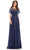 Marsoni by Colors M323 - Illusion Flutter Sleeve Formal Dress Mother of the Bride Dresses 6 / Navy
