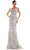 Marsoni by Colors - MV1030 Embroidered V-neck Trumpet Dress Mother of the Bride Dresses 4 / Silver