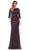Marsoni by Colors - MV1130 Glittered Fabric Poncho Sheath Gown Mother of the Bride Dresses 4 / Eggplant
