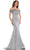 Marsoni by Colors MV1184 - Beaded Off Shoulder Evening Dress with Slit Special Occasion Dress 4 / Wedgewood