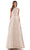 Marsoni by Colors MV1224 - Subtle Leaf-Detailed A-line Gown Evening Dresses 4 / Taupe