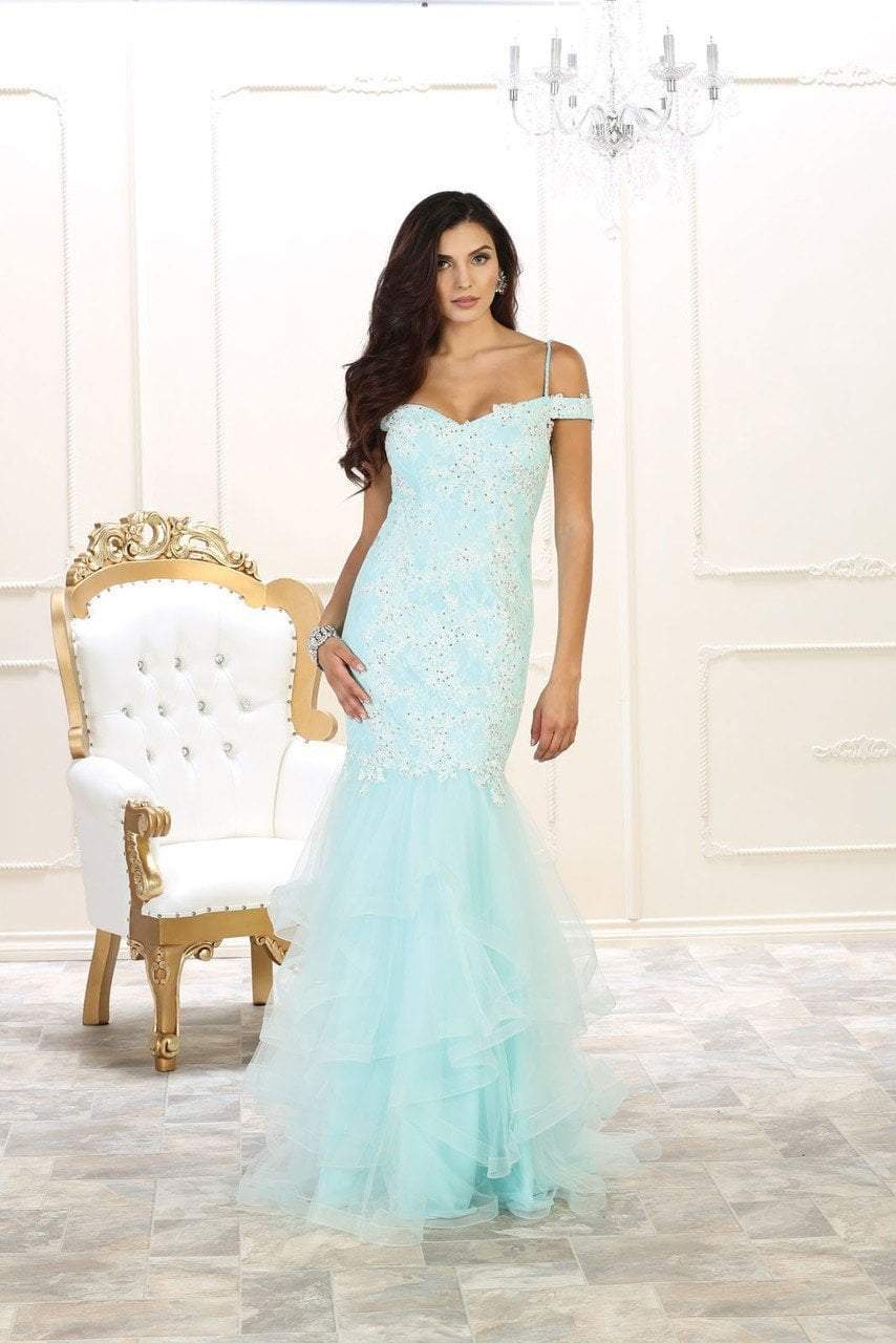 bridesmaid dresses queens K2283 Long Queen Anne Neckline Satin Face Chiffon & Lace MOB Dress