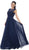 May Queen - Dainty Cap Sleeve Lace Applique Illusion Prom Gown Special Occasion Dress 22 / Navy