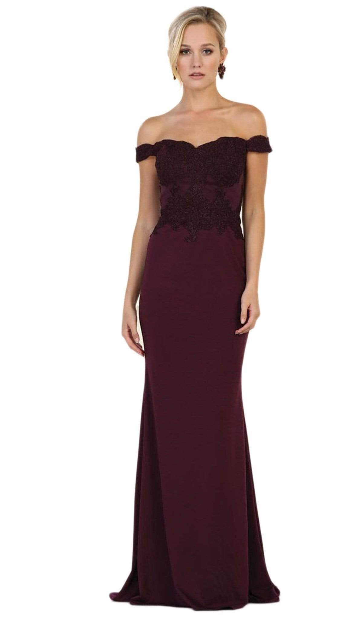 May Queen MQ1529B - Lace Off-Shoulder Sheath Dress 26 / Mauve - Shop May Queen dresses on Couture Candy at CoutureCandy.com May Queen MQ1529B - Lace Off-Shoulder Sheath Dress 26 / Mauve - Shop May Queen dresses on Couture Candy at CoutureCandy.com