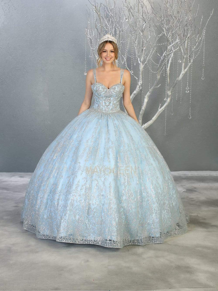 May Queen - LK145 Glitter Embellished Sweetheart Ballgown Quinceanera Dresses 4 / Baby-Blue