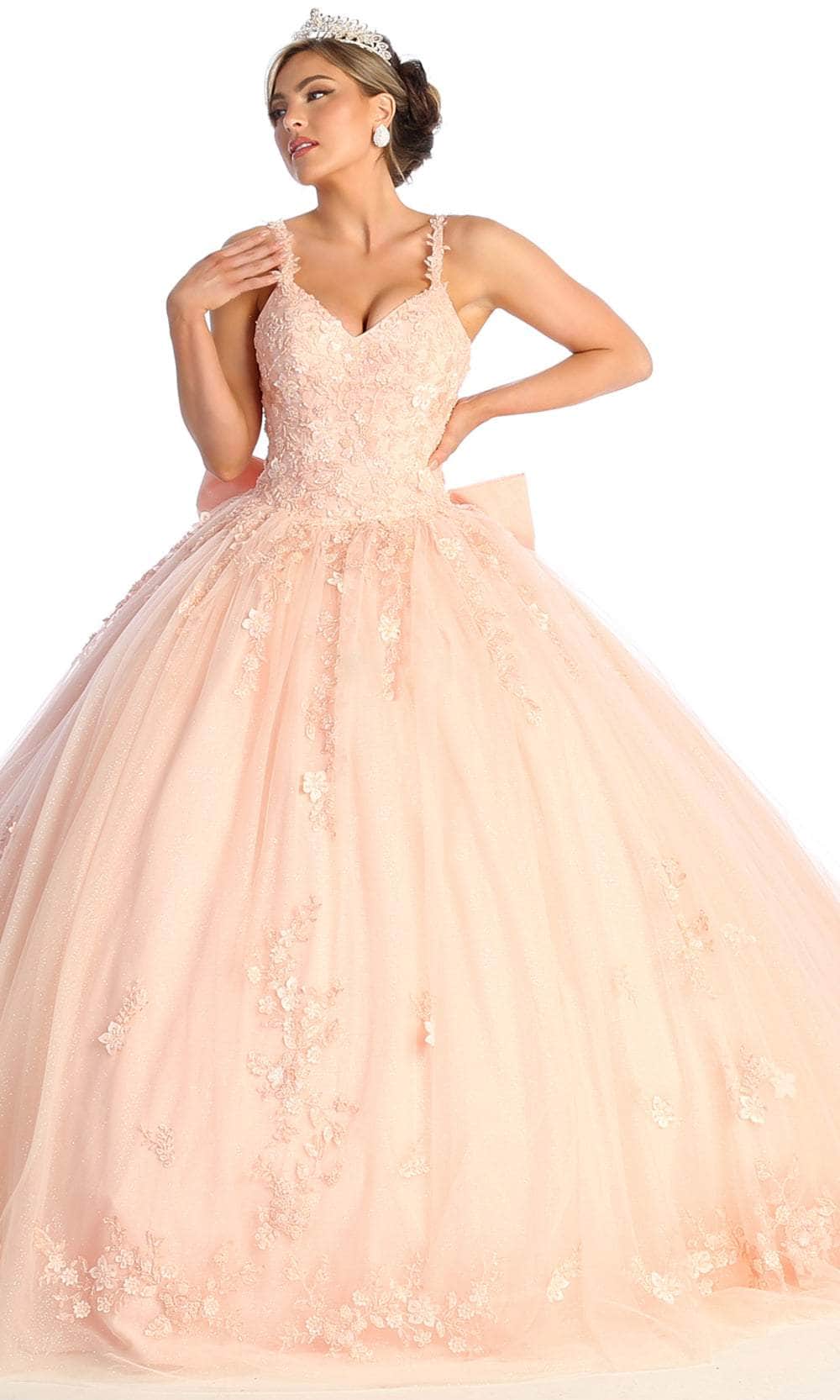 May Queen LK174 - V-Neck Embroidered Prom Ballgown Couture Candy May Queen LK174 - V-Neck Embroidered Prom Ballgown Couture Candy