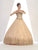 May Queen - LK73 Strapless Sweetheart Gold Lace Embellished Ballgown Ball Gowns