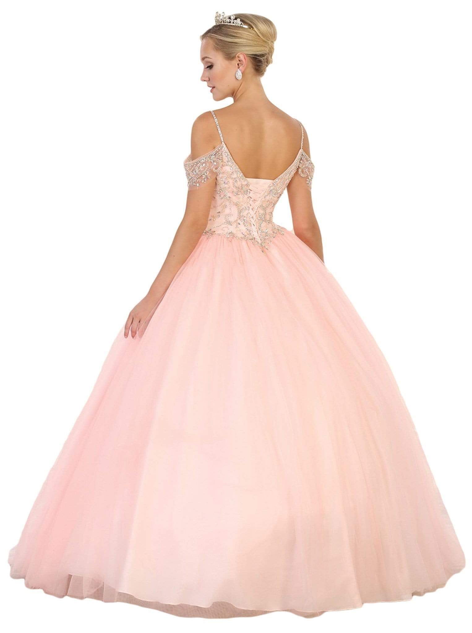 May Queen - LK96 Embellished V-neck Quinceanera Ballgown Couture Candy May Queen - LK96 Embellished V-neck Quinceanera Ballgown Couture Candy