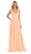 May Queen - MQ1225B Sleeveless Plunging Interweaved Prom Gown Special Occasion Dress 22 / Peach