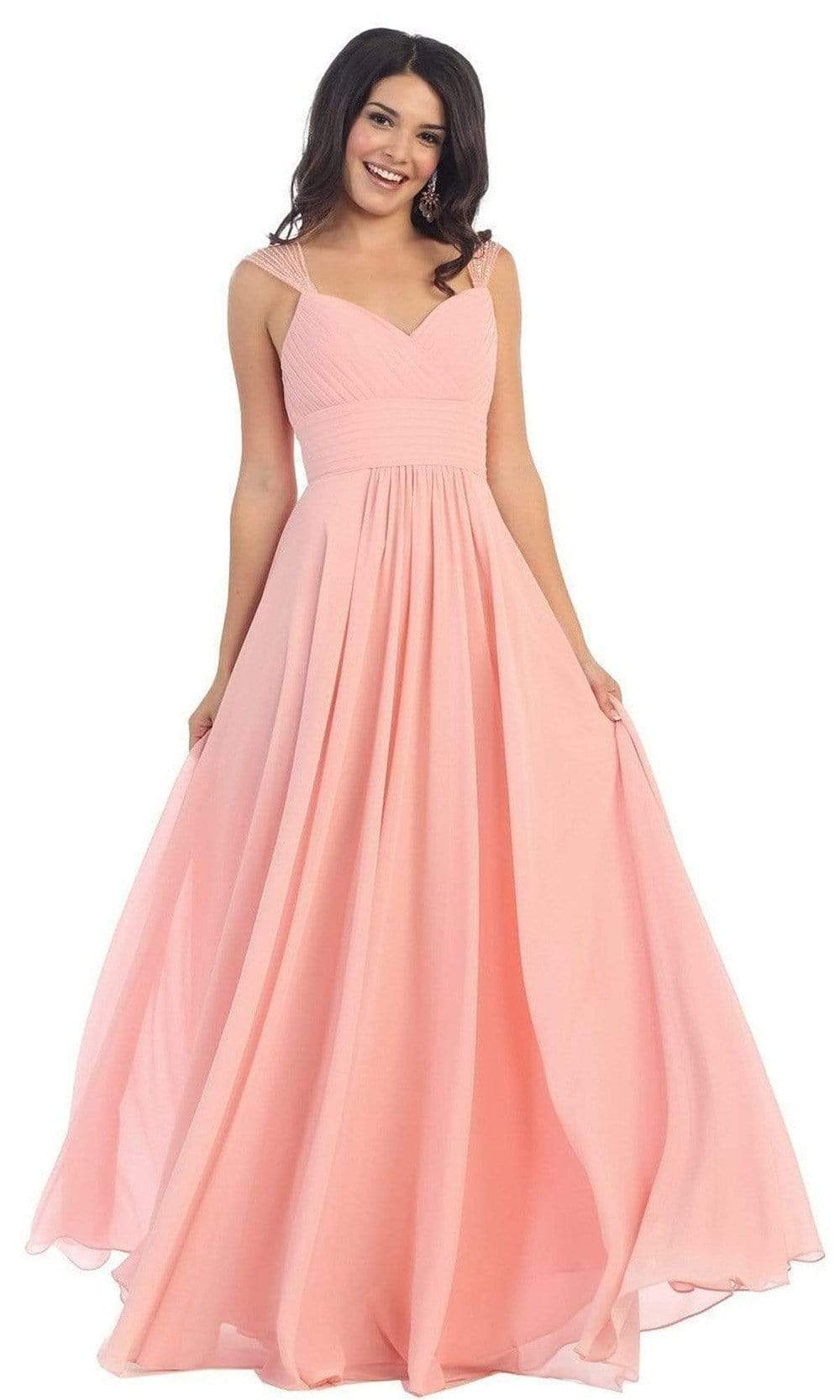 May Queen - MQ1275 Finely-Tucked Bodice Sweetheart Neck A-Line Dress Couture Candy May Queen - MQ1275 Finely-Tucked Bodice Sweetheart Neck A-Line Dress Couture Candy