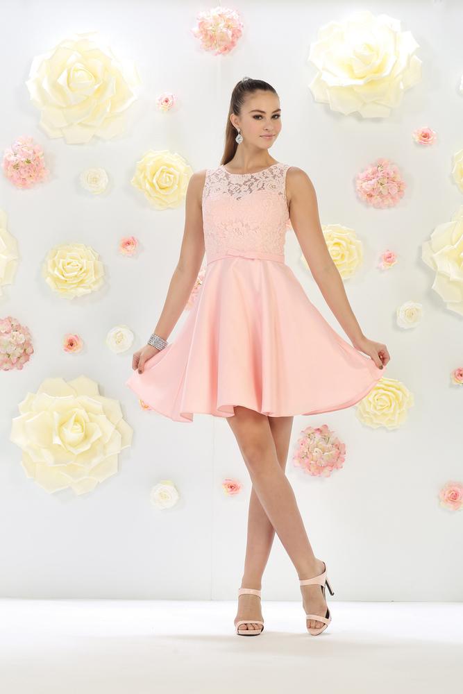 May Queen - MQ1422 Sleeveless Lace Top Floral Waist Bow Cocktail Dress 6 / Silver - Shop May Queen Dresses On Couture Candy at CoutureCandy.com May Queen - MQ1422 Sleeveless Lace Top Floral Waist Bow Cocktail Dress 6 / Silver - Shop May Queen Dresses On Couture Candy at CoutureCandy.com