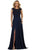 May Queen - MQ1563 Scallop Lace Illusion High Slit Chiffon Gown Mother of the Bride Dresses 4 / Navy
