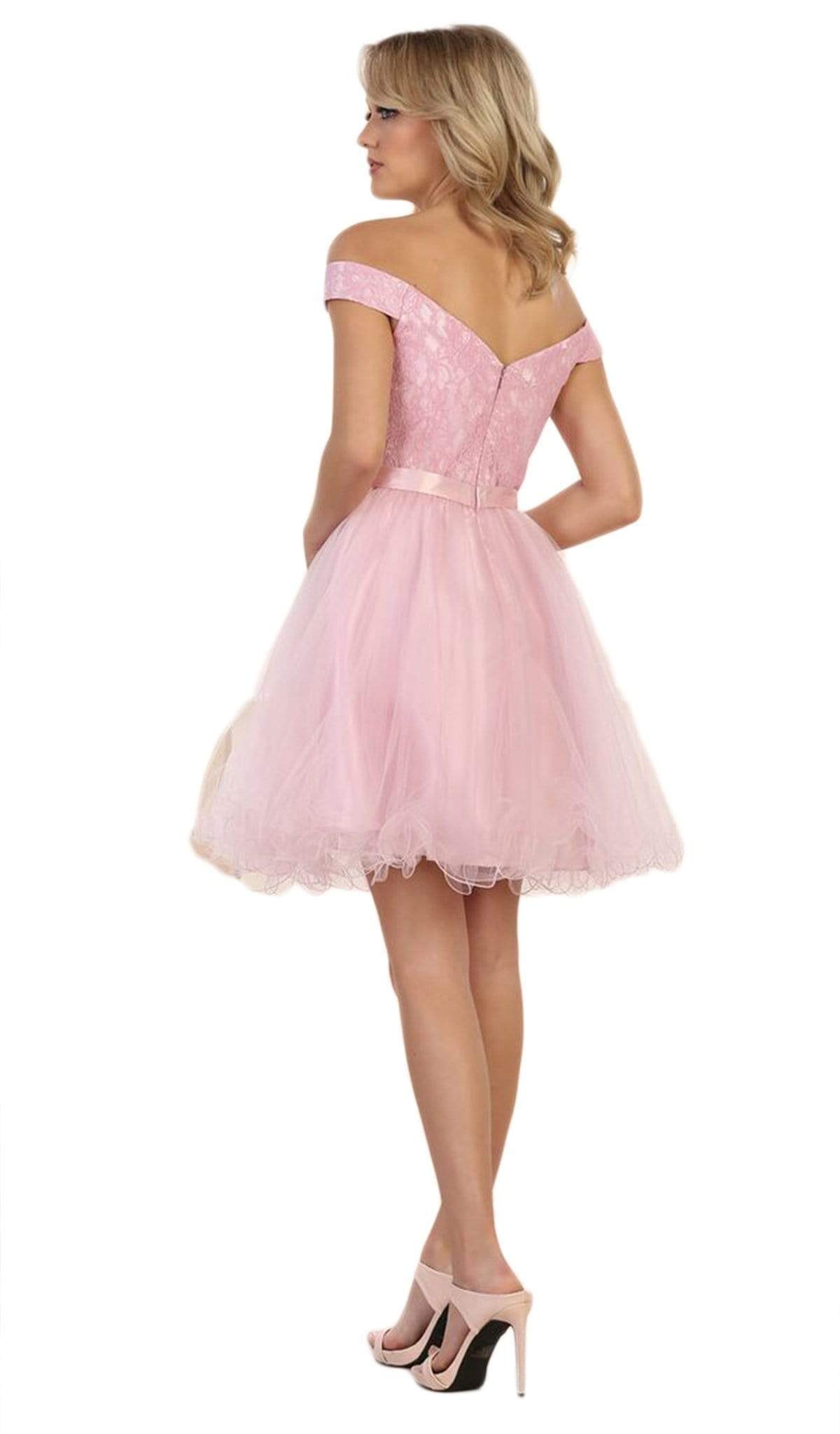 May Queen - MQ1565 Off Shoulder Beaded Tulle Cocktail Dress Couture Candy May Queen - MQ1565 Off Shoulder Beaded Tulle Cocktail Dress Couture Candy