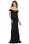 May Queen - MQ1695 Glittering Off Shoulder Long Sheath Gown Evening Dresses 4 / Black