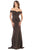 May Queen - MQ1695 Glittering Off Shoulder Long Sheath Gown Evening Dresses 4 / Bronze