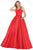 May Queen - MQ1721 Scoop Neck Pleated Ballgown Ball Gowns 4 / Red