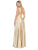 May Queen - MQ1723 Plunging V-Neck Empire High Slit Dress Evening Dresses
