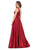 May Queen - MQ1723 Plunging V-Neck Empire High Slit Dress Evening Dresses