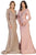 May Queen - MQ1772 Beaded Appliqued Plunging Bodice Trumpet Gown Mother of the Bride Dresses 6 / Cappuccino