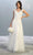 May Queen - MQ1799 Embroidered V-neck A-line Dress Evening Dresses 4 / Ivory