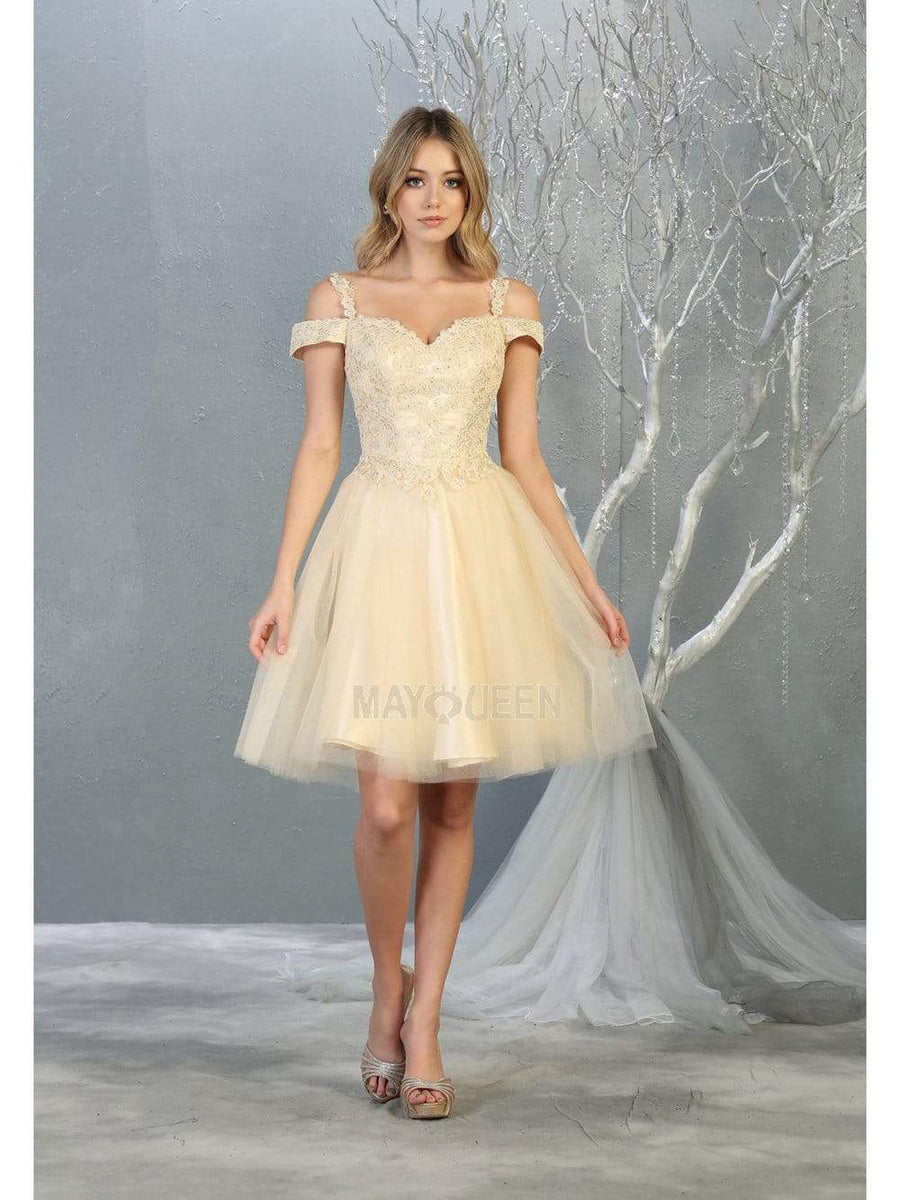 May Queen MQ1858 Lilac Off Shoulder Dress