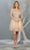 May Queen - MQ1817 Sleeveless Metallic Appliqued A-Line Dress Homecoming Dresses 2 / Champagne/Gold
