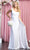 May Queen MQ1834 - Sash Draped Evening Dress In White