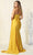 May Queen MQ1834 - Sash Draped Evening Dress Special Occasion Dress In Yellow