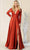 May Queen MQ1835 - Long Sleeve High-Slit A-Line Dress Mother of the Bride Dresses 4 / Red
