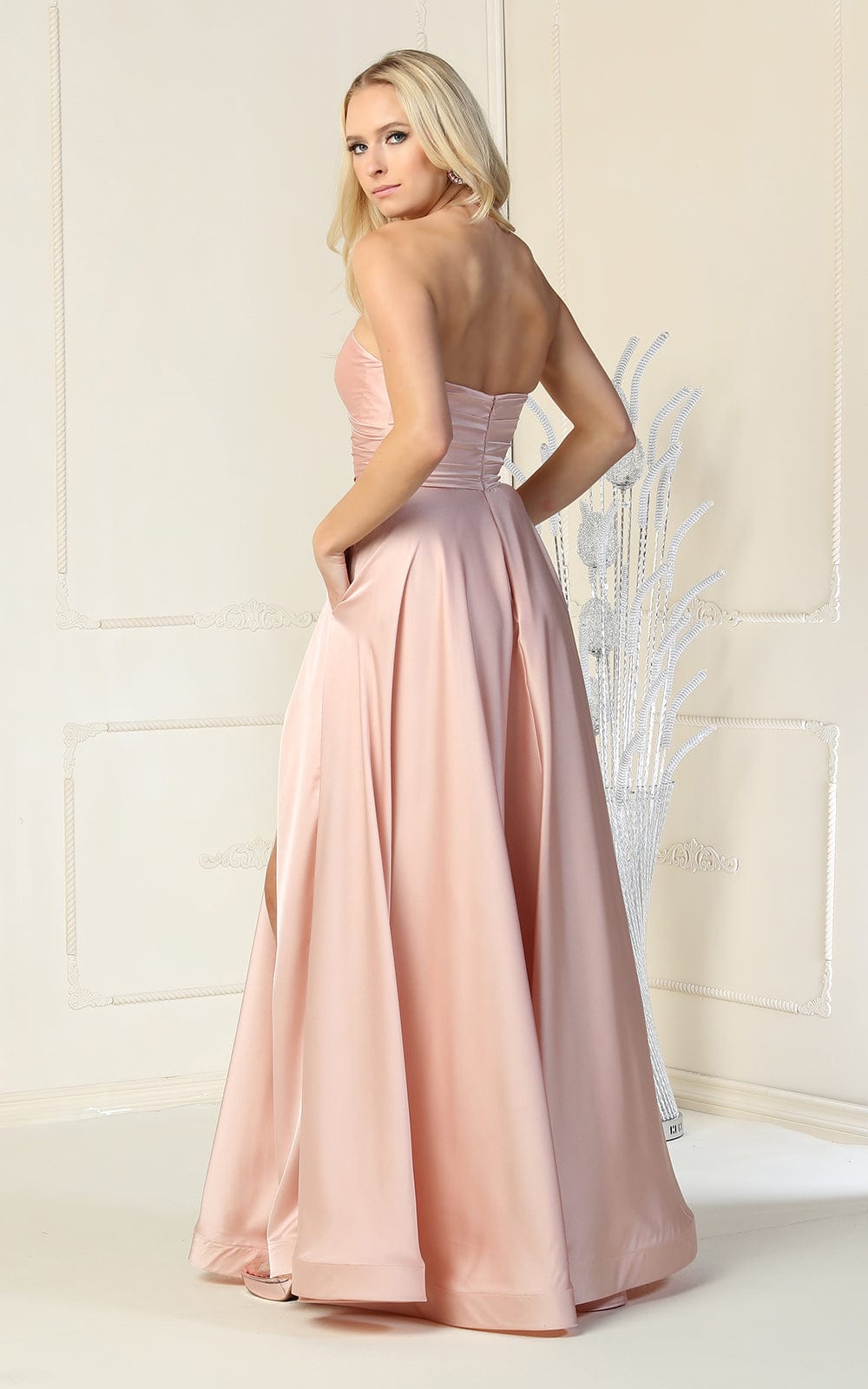May Queen MQ1846 - Strapless High Slit Prom Dress Couture Candy May Queen MQ1846 - Strapless High Slit Prom Dress Couture Candy