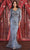 May Queen MQ1850 - Long Sleeved Floral Appliqued Prom Gown Special Occasion Dress 6 / Dustyblue