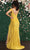May Queen MQ1855 - Draped Trumpet Dress with Slit Special Occasion Dress In Yellow