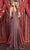 May Queen MQ1871 - Draped Metallic Prom Dress with Slit Prom Dresses