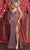 May Queen MQ1871 - Draped Metallic Prom Dress with Slit Prom Dresses 4 / Mauve