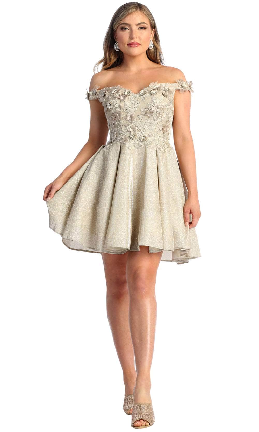 May Queen MQ1906 - Floral Appliqued Sweetheart Cocktail Dress Couture Candy May Queen MQ1906 - Floral Appliqued Sweetheart Cocktail Dress Couture Candy