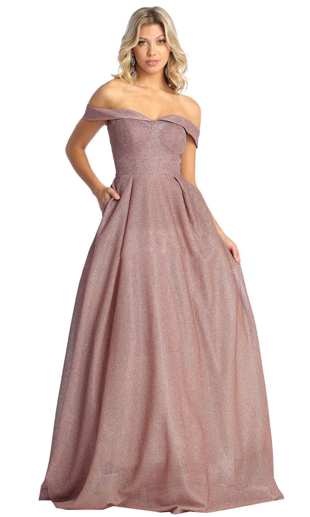 May Queen MQ1915 - Glittered Off Shoulder Prom Gown Couture Candy May Queen MQ1915 - Glittered Off Shoulder Prom Gown Couture Candy