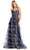 May Queen MQ1920 - Sweetheart Floral A-Line Prom Gown Prom Dresses 2 / Navy/Gold