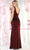 May Queen MQ1926 - Draped V-Neck Prom Dress Evening Dresses 4 / Burgundy