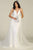 May Queen - RQ7823 Embroidered Deep V-neck Sheath Dress With Train Wedding Dresses
