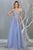 May Queen - RQ7850 Floral Appliqued A-Line Dress Prom Dresses 4 / Dusty-Blue