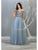 May Queen - RQ7864 Embellished Plunging Off-Shoulder Gown Prom Dresses 4 / Dusty-Blue