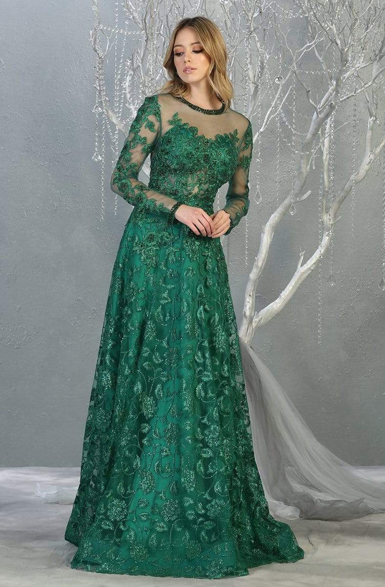 May Queen - RQ7875 Embroidered Long Sleeve A-line Dress Couture Candy May Queen - RQ7875 Embroidered Long Sleeve A-line Dress Couture Candy